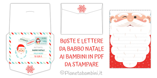 Buste da Babbo Natale ai bambini in PDF da stampare e ritagliare