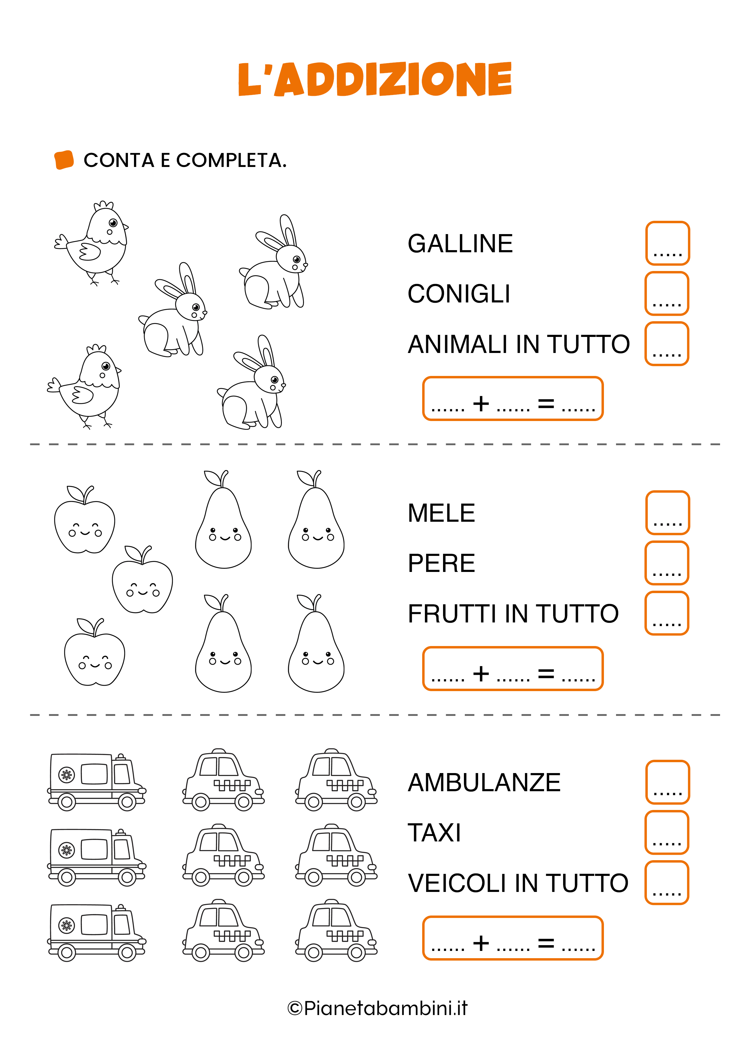 Schede Didattiche Di Matematica Per La Classe Prima Pianetabambini