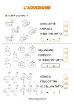 Scheda didattica sulle addizioni con i disegni 2/6