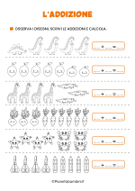 Scheda didattica sulle addizioni con i disegni 4/6