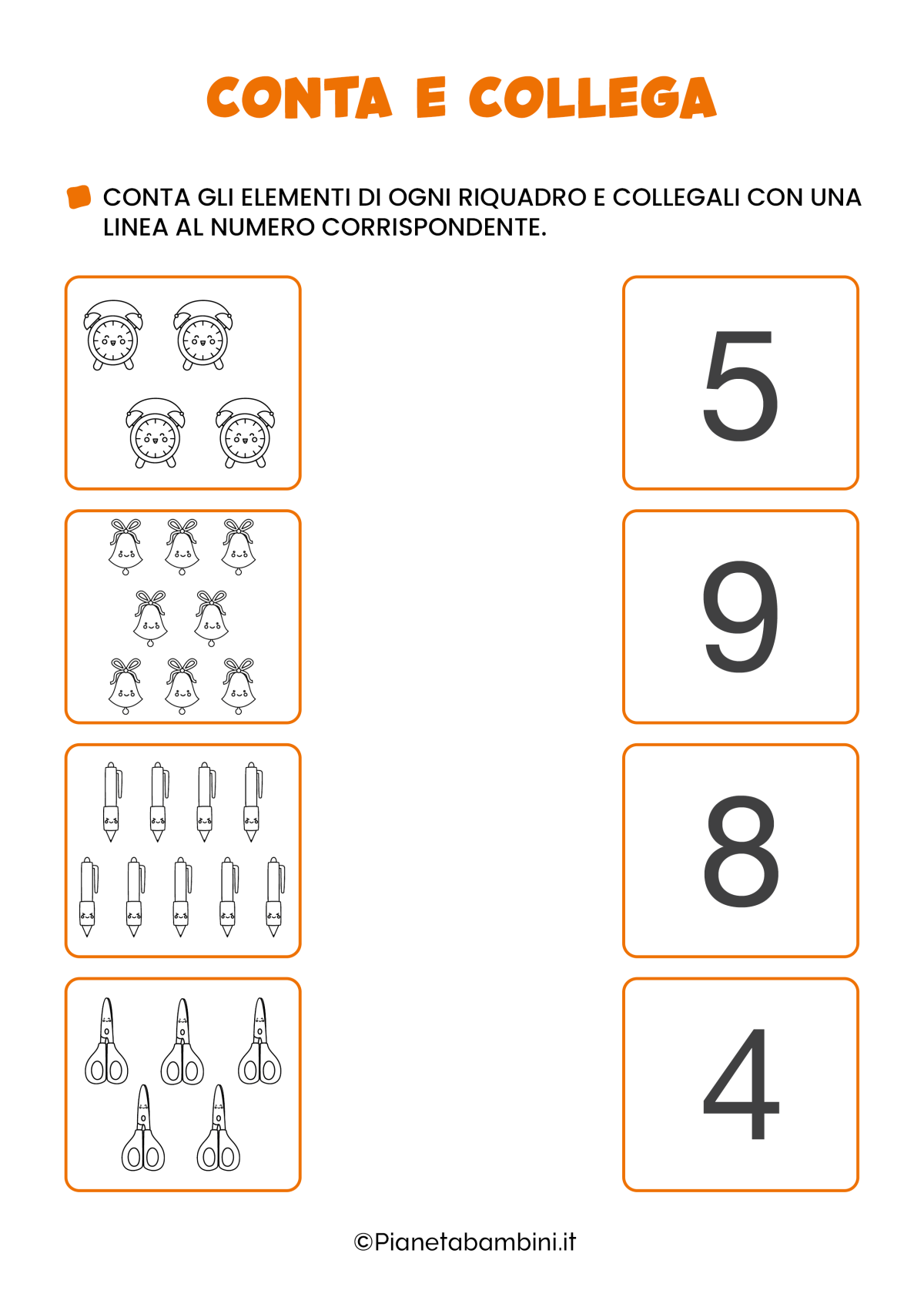 Conta e Collega: Schede Didattiche per Bambini | PianetaBambini.it