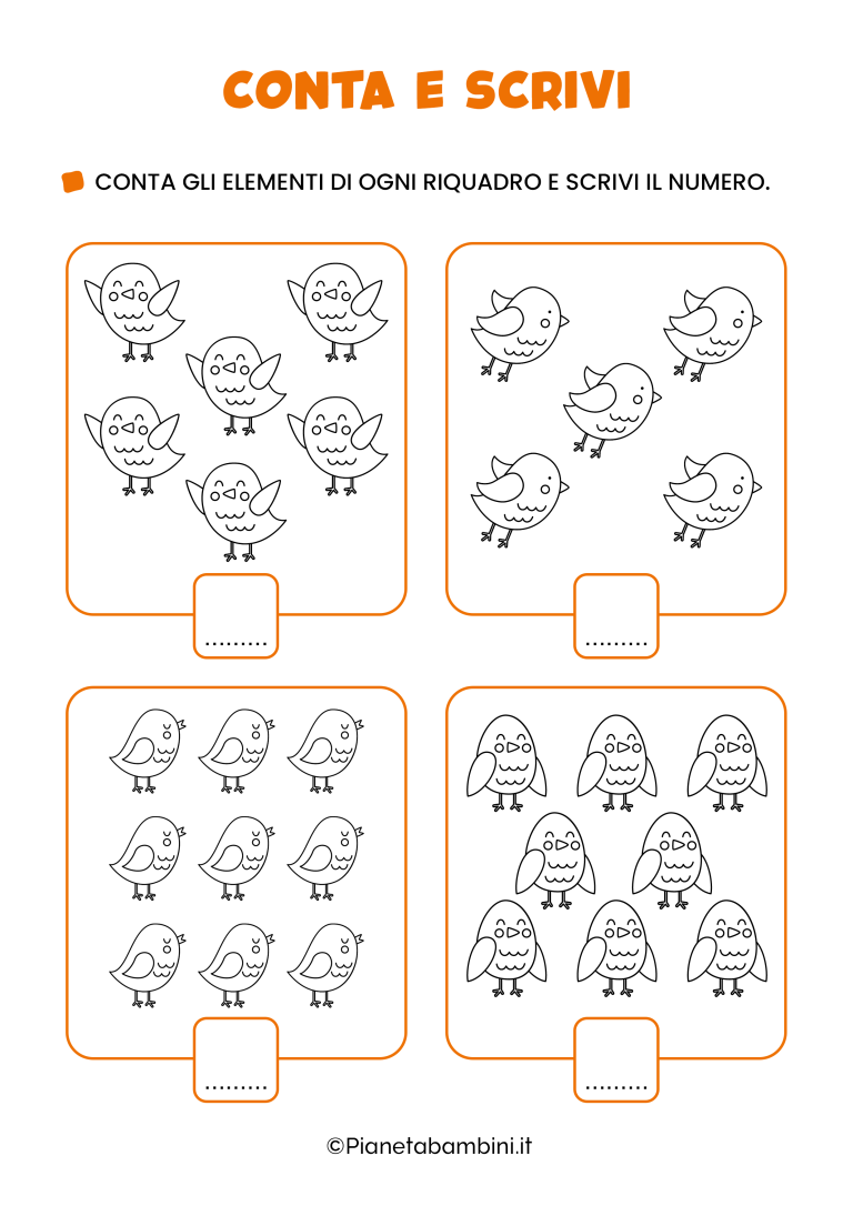 Conta e Scrivi: Schede Didattiche per Bambini | PianetaBambini.it