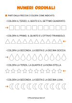 Scheda didattica sui numeri ordinali per la classe prima n. 15