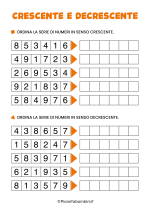 Scheda didattica sull'ordine crescente e decrescente per la classe prima 3