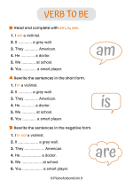 Schede didattiche sul verbo essere in inglese per la classe quarta 1/3