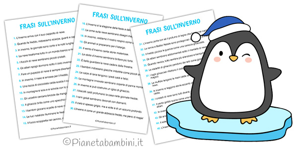 Frasi dedicate all'inverno per bambini della Scuola dell'Infanzia e della Scuola Primaria