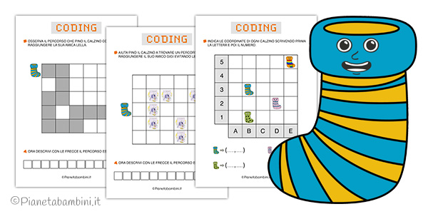 Schede di coding per la Giornata dei Calzini Spaiati per la Scuola Primaria