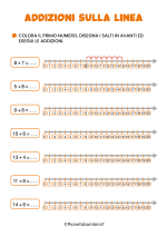 Scheda didattica sulle addizioni sulla linea dei numeri entro il 20 n. 1/3