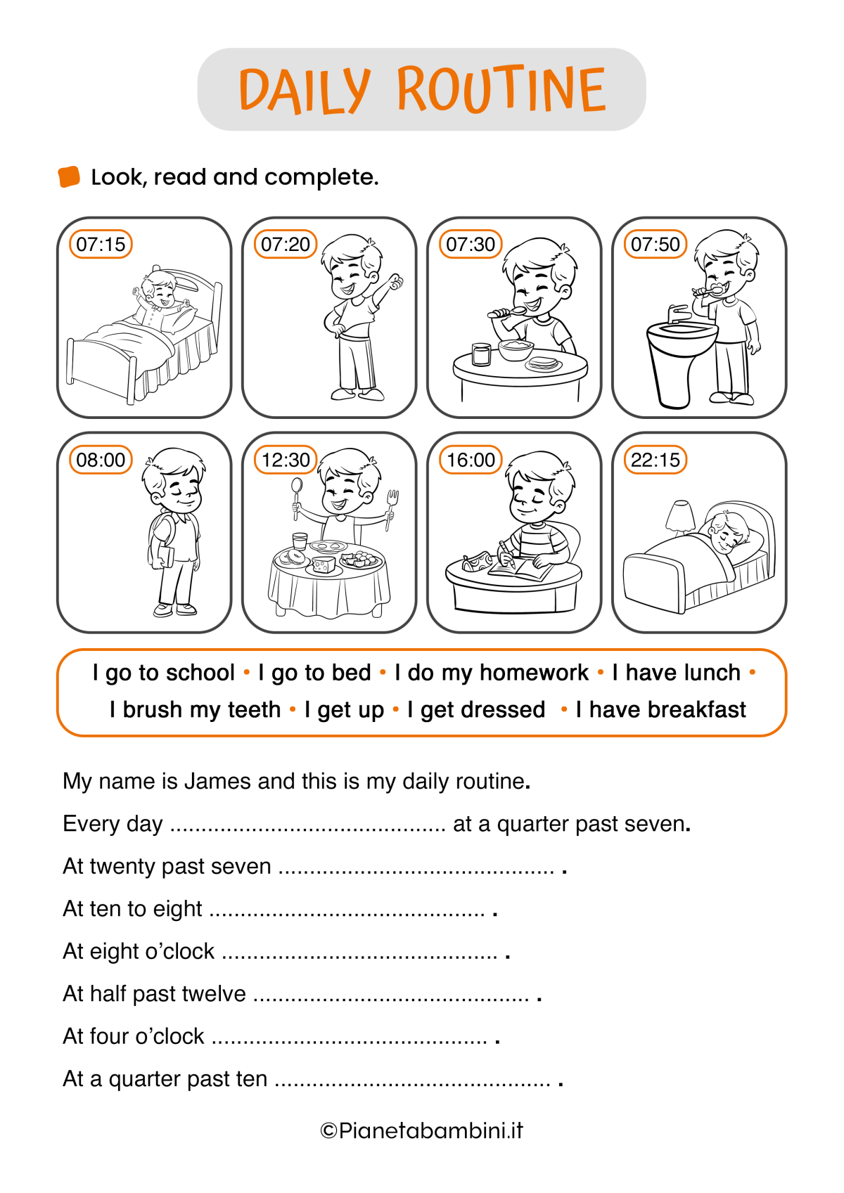 Daily Routine in Inglese: Schede per la Scuola Primaria | PianetaBambini.it