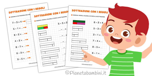 Esercizi sulle sottrazioni con i regoli per la classe prima