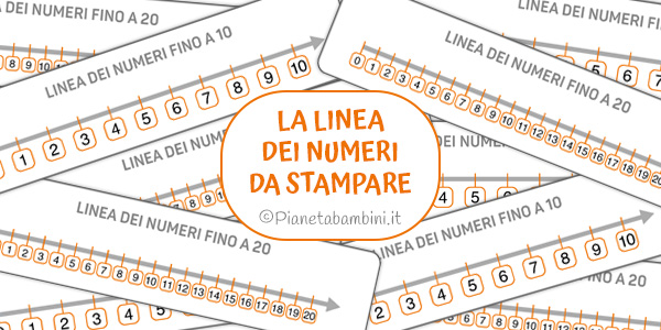 Linea dei numeri in PDF da stampare fino a 10, 20, 50, 100