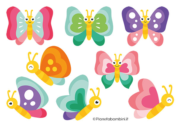 Farfalle colorate 1 Farfalle colorate da stampare per decorazioni - raccolta 1