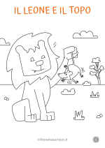 Disegno della favola "Il leone e il topo" da colorare nr. 1