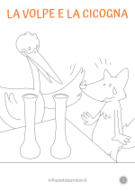 La Volpe e la Cicogna disegni da stampare e colorare 3