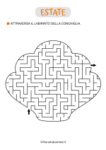 Labirinto sull'estate per bambini a forma di conchiglia