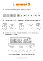 Schede didattiche sul numero cinque da stampare 2