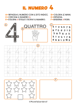 Schede didattiche sul numero quattro da stampare 1