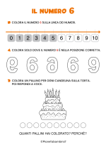 Schede didattiche sul numero sei da stampare 2