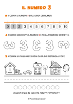 Schede didattiche sul numero tre da stampare 2