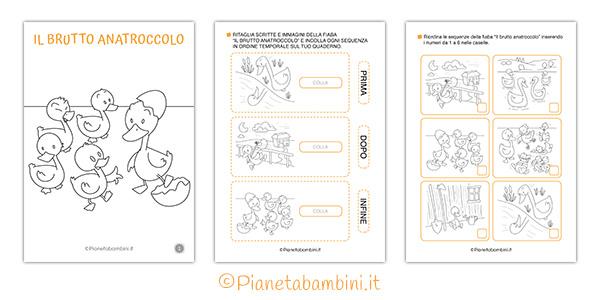 Sequenze da riordinare della fiaba "Il brutto anatroccolo"