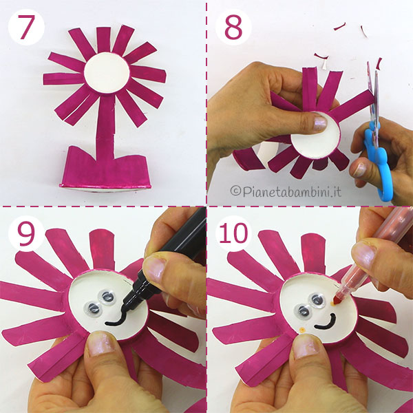 Passaggi per creare i fiori con bicchieri di carta 2