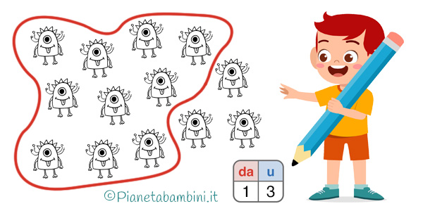 Schede didattiche sul raggruppare per 10 per la classe prima della Scuola Primaria