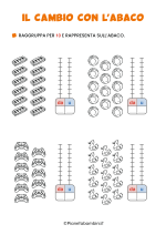 Scheda didattica con il cambio con l'abaco per la classe prima n. 5