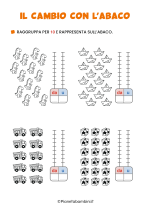 Scheda didattica con il cambio con l'abaco per la classe prima n. 6