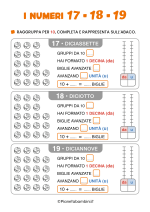 Scheda didattica sui numeri da undici a venti per la classe prima nr. 7