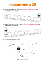 Scheda didattica sui numeri da undici a venti per la classe prima nr. 9