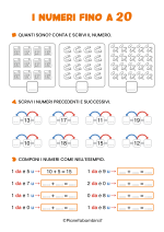 Scheda didattica sui numeri da undici a venti per la classe prima nr. 10