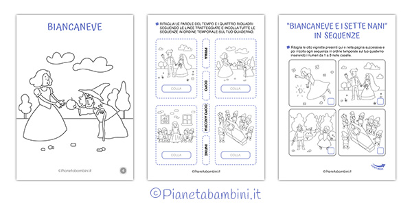 Sequenze da riordinare della fiaba di Biancaneve