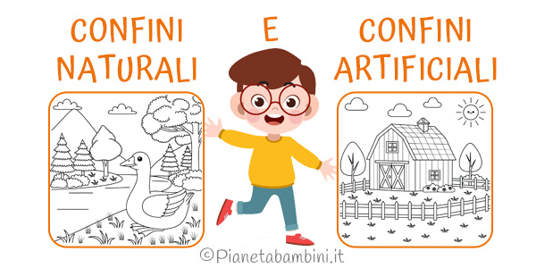 Schede didattiche su spazi e confini naturali e artificiali per la classe seconda