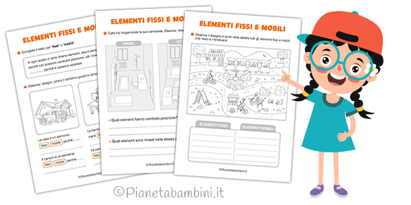 Schede didattiche sugli elementi fissi e mobili per la classe seconda della Scuola Primaria