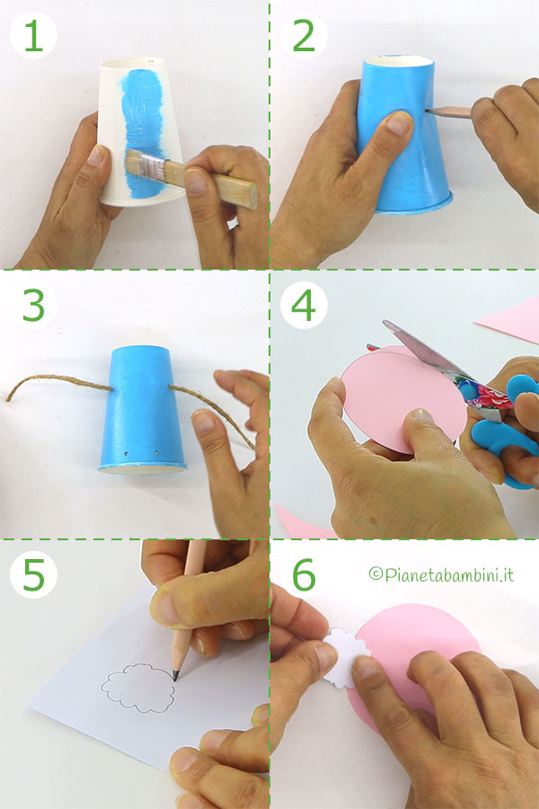 Passaggi per creare i nonni con bicchieri di carta 1