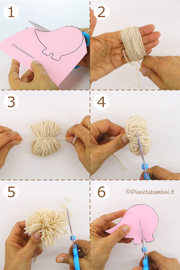 Passaggi per creare il riccio con pon pon 1