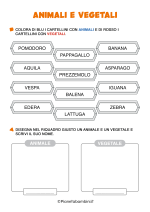 Scheda didattica su animali e vegetali per la classe prima nr. 5