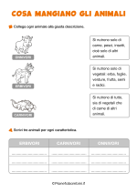 Scheda didattica su cosa mangiano gli animali per la classe seconda nr. 1