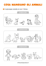 Scheda didattica su cosa mangiano gli animali per la classe seconda nr. 2