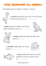 Scheda didattica su cosa mangiano gli animali per la classe seconda nr. 3