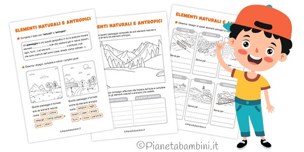 Schede didattiche sugli elementi naturali e antropici per la classe seconda Schede didattiche sugli elementi naturali e antropici per la classe seconda della Scuola Primaria