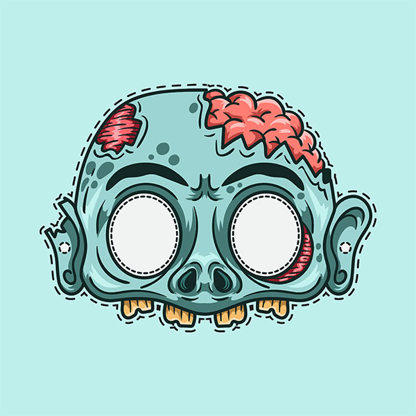 Maschera da zombie da stampare e colorare per bambini