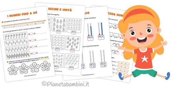 Schede didattiche sui numeri fino a 20 per la classe seconda della Scuola Primaria