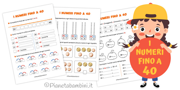 Schede didattiche sui numeri fino a 40 per la classe seconda della Scuola Primaria