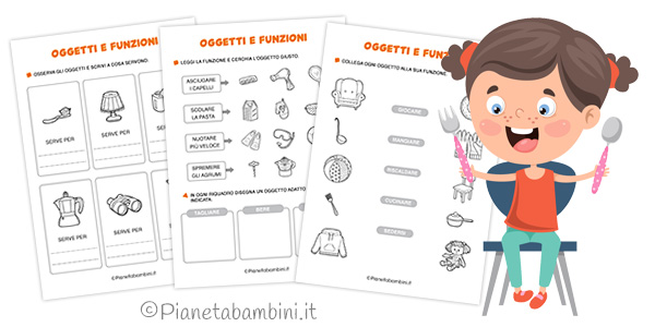 Schede didattiche sugli oggetti e le loro funzioni per la classe prima della Scuola Primaria