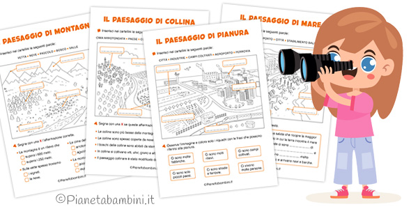 Schede didattiche sui paesaggi geografici per la classe seconda della Scuola Primaria