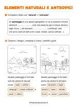 Scheda didattica sugli elementi naturali e antropici per la classe seconda nr. 4