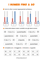 Scheda didattica sui numeri fino a 50 per la classe seconda nr. 2
