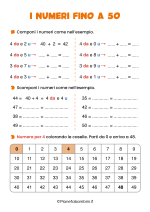 Scheda didattica sui numeri fino a 50 per la classe seconda nr. 3