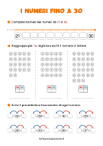Schede didattiche sui numeri fino a 30 per la classe seconda nr. 1